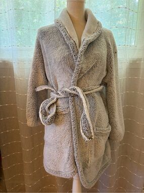 aerie Plush Fleece Robe - Light Gray